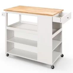 Costway Kitchen Island Trolley Cart On Wheels With Storage Open Shelves & Drawer White/Brown 18 Costway Kitchen Island Trolley Cart On Wheels With Storage Open Shelves & Drawer White/Brown -Online Furniture Store GUEST 46b8f399 4959 4d4b 8bc4 77a9969b824d