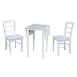 Small Dual Drop Leaf Dining Table With 2 Madrid Ladderback Chairs White - International Concepts -Online Furniture Store GUEST 46f14b40 9417 4f57 a9f1 a356c4fe2357