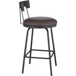 Elm Lane Metal Swivel Bar Stool Matte Black 26" High Rustic Brown Leather Cushion With Low Backrest Footrest For Kitchen Counter Home 14 Elm Lane Metal Swivel Bar Stool Matte Black 26" High Rustic Brown Leather Cushion With Low Backrest Footrest For Kitchen Counter Home -Online Furniture Store GUEST 470f9d11 3975 4ca6 a5db 17280555af07