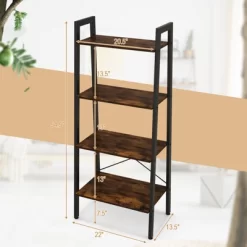Tangkula 4-Tier Ladder Bookshelf Industrial Wooden Bookcase With Metal Frame Anti-Toppling Device Rack Rustic Brown/Gray Oak 17 Tangkula 4-Tier Ladder Bookshelf Industrial Wooden Bookcase With Metal Frame Anti-Toppling Device Rack Rustic Brown/Gray Oak -Online Furniture Store GUEST 483eb3b8 8c50 4cc9 a76d bf552ed7f026