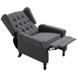 HOMCOM Fabric Upholstered Wingback Recliner, Tufted Back Linen Arm Chair With Footrest, Armrest, Padded Cushion, Dark Grey 8 HOMCOM Fabric Upholstered Wingback Recliner, Tufted Back Linen Arm Chair With Footrest, Armrest, Padded Cushion, Dark Grey -Online Furniture Store GUEST 484551a9 d36d 4d96 80aa d403bb4cb554