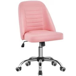 Yaheetech Faux Leather Mid Back Home Office Desk Chair With Chrome-plated Metal Base -Online Furniture Store GUEST 49371239 54ac 4d16 8579 a3334320ce15