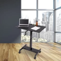 Stand Up Desk Store Crank Adjustable Height Single Column Rolling Mobile Standing Desk