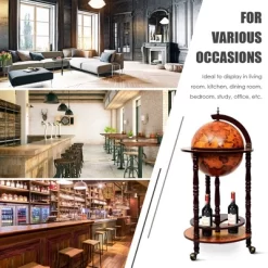 Costway 17.5'' Wood Globe Wine Bar Stand 16th Century Italian Rack Liquor Bottle Shelf -Online Furniture Store GUEST 4a38a66a 977f 424d b71f 31e15fe7de9e