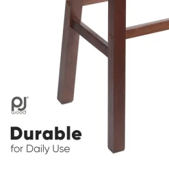 PJ Wood Classic Saddle-Seat 24" Tall Kitchen Counter Stools For Homes, Dining Spaces, And Bars W/ Backless Seats, 4 Square Legs, Walnut (Set Of 10) -Online Furniture Store GUEST 4ad5625c 8704 4c30 9c63 8733ca486163