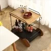Freya 30.7 Inches White Rubber Finish/Top And Shelves With Carbon Steel Materials Bar Serving Carts- Maison Boucle