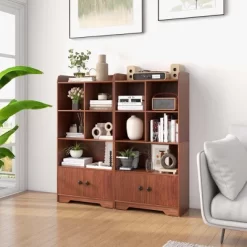 Costway 4-Tier Bookshelf 2-Door Storage Cabinet With4 Cubes Display Shelf For Home Office 17 Costway 4-Tier Bookshelf 2-Door Storage Cabinet With4 Cubes Display Shelf For Home Office -Online Furniture Store GUEST 4c8ac525 3860 4d5e bac4 4446254c529b
