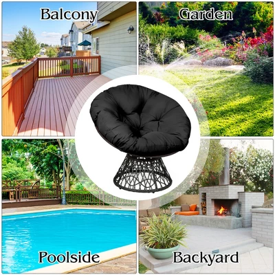 Costway Rattan Papasan Chair Ergonomic Chair 360-degree Swivel Soft Cushion Garden Red BlackGreen 4 Costway Rattan Papasan Chair Ergonomic Chair 360-degree Swivel Soft Cushion Garden Red BlackGreen - Image 4