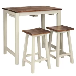 Costway 3-Piece Bar Table Set Counter Pub Table& 2 Saddle Bar Stools W/ Hanging Design -Online Furniture Store GUEST 4ddb2409 f317 4287 98b3 c3cee6fbb7f6