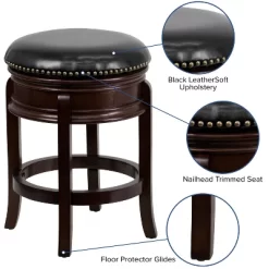 Merrick Lane Clara Backless Wooden Counter Stool With Faux Leather 360 Degree Swivel Seat -Online Furniture Store GUEST 4dec1fc3 285a 444b a64f 27244d5e3045