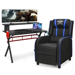 Costway Gaming Desk & Chair Set 48'' Computer Desk & Massage Recliner Chair Black + White/Blue/Pink/Red -Online Furniture Store GUEST 4dfc89e8 2093 4a65 9a8f cdfe06b98f6b