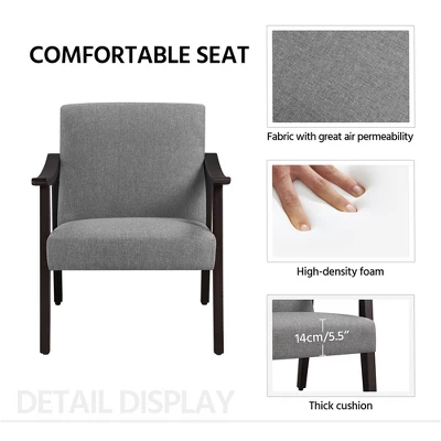 Yaheetech Fabric Accent Armchair With Rubber Wood Legs For Living Room Dark Gray 4 Yaheetech Fabric Accent Armchair With Rubber Wood Legs For Living Room Dark Gray - Image 4