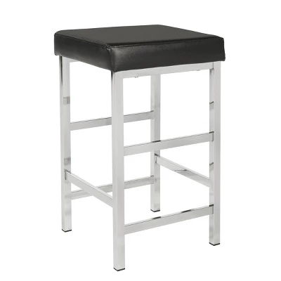 26" Chrome Backless Counter Height Barstool - OSP Home Furnishings 3 26" Chrome Backless Counter Height Barstool - OSP Home Furnishings - Image 3