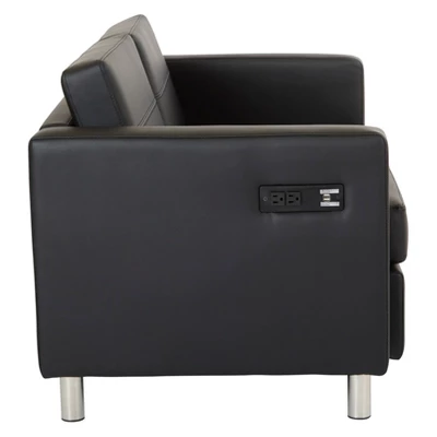 Atlantic Loveseat With Dual Charging Station Black - OSP Home Furnishings 1 Atlantic Loveseat With Dual Charging Station Black - OSP Home Furnishings