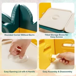 Costway 3-in-1 Kids Toy Storage Organizer Bookshelf Corner Rack W/ Plastic Bins -Online Furniture Store GUEST 5022ccd4 19ee 4513 ac2d c9fea51e8459