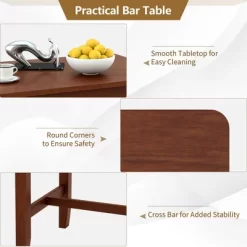 Costway Counter Height Pub Table Bar Table W/ Rubber Wood Legs & Storage Shelves -Online Furniture Store GUEST 509a7101 5829 47d4 9593 af2dc2423d33