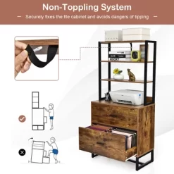 Costway 2 Drawer Vertical File Cabinet W/Lock & Bookshelf, Letter Size Filing Cabinet -Online Furniture Store GUEST 509acfaa 69ef 4a30 9d0e e31da2e95f65