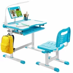 Costway Height Adjustable Kids Study Table And Chair Set W/Bookstand & Light Pink/Light Blue -Online Furniture Store GUEST 5210f313 1ef2 42db 9264 fc55e2b9d3b1