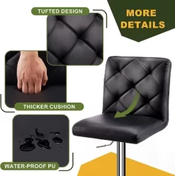 Hywela Bar Stools, Modern PU Leather Adjustable Swivel Barstools, Armless Kitchen Island Counter Bar Stools With Bigger Base, Set Of 2,Comfy- The Pop Home -Online Furniture Store GUEST 52556b25 6b51 4dc9 ae45 77c5f975e5f9