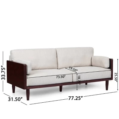Sofia Mid-Century Modern Upholstered 3 Seater Sofa - Christopher Knight Home 9 Sofia Mid-Century Modern Upholstered 3 Seater Sofa - Christopher Knight Home - Image 9