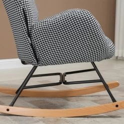 HOMCOM Glider Rocker With Ottoman Set, Houndstooth Nursery Rocking Chair, Upholstered Wingback Armchair For Living Room And Bedroom -Online Furniture Store GUEST 546ac5cb 1c57 41dc b10c 122185218d33