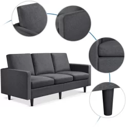 Yaheetech Modern Loveseat Sofa Upholstery Fabric 3-Seater Sofa Couch-Gray -Online Furniture Store GUEST 54a2432d d6e5 440b 8d0d d3827c57f4a6