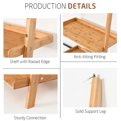 Costway 5-Tier Ladder Shelf Bamboo Bookshelf Wall-Leaning Storage Display Plant Stand 6 Costway 5-Tier Ladder Shelf Bamboo Bookshelf Wall-Leaning Storage Display Plant Stand - Image 6