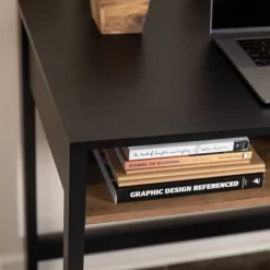 Oslo Contemporary Studio Workstation Desk With Drawer Black/Brown - Danya B. -Online Furniture Store GUEST 55f85c5e 3bde 4738 b03b 71d8f386c643