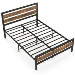 Costway Full/Queen Industrial Metal Platform Bed Frame Rustic Headboard Mattress Foundation -Online Furniture Store GUEST 566a9168 775c 45c1 b3b4 ffe249a3aefc