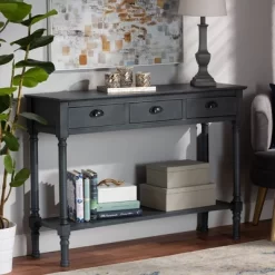 Garvey Wood 3 Drawer Entryway Console Table - Baxton Studio -Online Furniture Store GUEST 57d07689 c623 4974 a73e 0e9c6db78cf6