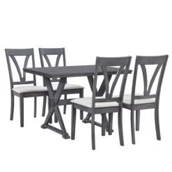 Mid-Century Wood 5-Piece Dining Table Set With 4 Upholstered Dining Chairs-ModernLuxe 18 Mid-Century Wood 5-Piece Dining Table Set With 4 Upholstered Dining Chairs-ModernLuxe -Online Furniture Store GUEST 5929d1db d2f1 4ff7 9f53 91b52e300f99