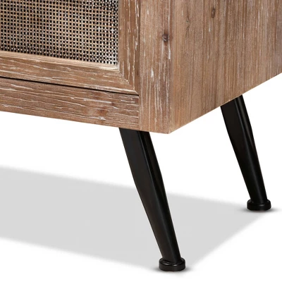 Calida Wood And Rattan 2 Drawer Nightstand Brown - Baxton Studio 5 Calida Wood And Rattan 2 Drawer Nightstand Brown - Baxton Studio - Image 5