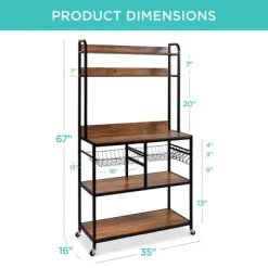 Best Choice Products 67in Counter-Height Baker's Rack W/ Locking Wheels, Adjustable Feet, 2 Wire Baskets 12 Best Choice Products 67in Counter-Height Baker's Rack W/ Locking Wheels, Adjustable Feet, 2 Wire Baskets -Online Furniture Store GUEST 595ce3eb 1252 44e4 bc40 c25539069d1c