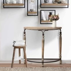 LuxenHome Rustic Wood And Metal Half Moon Console And Entry Table -Online Furniture Store GUEST 599a763e bab6 4580 97c8 4544e568cd00