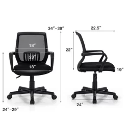 Costway Height Adjustable Mid-Back Mesh Chair Executive Chair W/ Lumbar Support 12 Costway Height Adjustable Mid-Back Mesh Chair Executive Chair W/ Lumbar Support -Online Furniture Store GUEST 5a8224ee 6825 42ef 9e03 f604ccc45b49