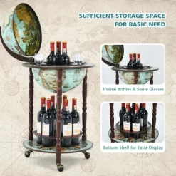 Costway 17'' Globe Wine Kitchen Stand 16th Century Italian Map Liquor Bottle Shelf Cart -Online Furniture Store GUEST 5ae2f010 2c1b 4553 b999 109aa9bb387e