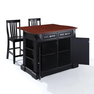 Coventry Drop Leaf Top Kitchen Island With School House Stools Black - Crosley 8 Coventry Drop Leaf Top Kitchen Island With School House Stools Black - Crosley - Image 8