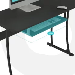 RIF6 L Shaped Modern Computer Home Office Gaming Desk With Keyboard Tray And Cable Management, Easy Assembly, Black