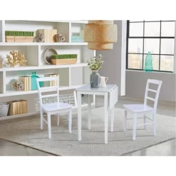 Small Dual Drop Leaf Dining Table With 2 Madrid Ladderback Chairs White - International Concepts -Online Furniture Store GUEST 5d7412ee 23f7 4d82 9cef fd8a8689e116