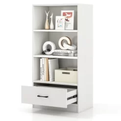 Costway 4-Tier Bookcase 48'' Display Bookshelf Storage Organizer With Shelves & Drawer Grey/White/Natural 22 Costway 4-Tier Bookcase 48'' Display Bookshelf Storage Organizer With Shelves & Drawer Grey/White/Natural -Online Furniture Store GUEST 5dd5dca3 f307 4a1a 80e1 c18e914adc39