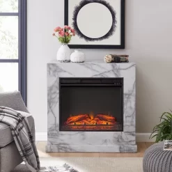 Dridun Faux Marble Fireplace White/Gray - Aiden Lane -Online Furniture Store GUEST 5df873bf 2353 4e82 a8b5 6d743b8ed72c