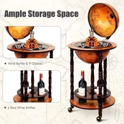Costway 17.5'' Wood Globe Wine Bar Stand 16th Century Italian Rack Liquor Bottle Shelf -Online Furniture Store GUEST 5e3da795 52b6 4f8e 9365 4c304a05c55b
