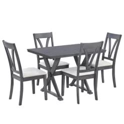 Mid-Century Wood 5-Piece Dining Table Set With 4 Upholstered Dining Chairs-ModernLuxe 17 Mid-Century Wood 5-Piece Dining Table Set With 4 Upholstered Dining Chairs-ModernLuxe -Online Furniture Store GUEST 5e667ba5 7e23 458c a9a4 444658c29c08
