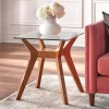Fontana Glass Top End Table Walnut - Buylateral