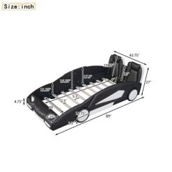 Twin Size Race Car-Shaped Platform Bed With Wheels-ModernLuxe -Online Furniture Store GUEST 5f51029a 0c68 4ffd b135 2316733788fd