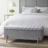 Charmaine Upholstered Storage Bench With Gold Metal Legs Gray - Madison Park