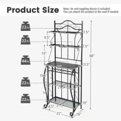 Costway 5-Tier Metal Kitchen Bakers Rack Microwave Storage Rack Oven Stand With Wine Organizer -Online Furniture Store GUEST 618bcf96 b2fa 447d ab9a b8afbe909e76