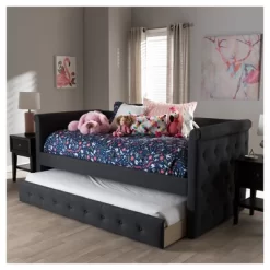 Twin Alena Modern And Contemporary Fabric Daybed With Trundle - Baxton Studio -Online Furniture Store GUEST 62171951 7cdb 4261 be88 ddaa15309412