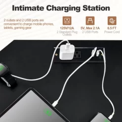 Tangkula L-Shaped Desk With Power Outlet 66” Computer Corner Desk With CPU Stand & Heavy-duty Metal Frame Rustic Brown/Black -Online Furniture Store GUEST 62f83d19 ddf1 46b3 b7c2 bb7d0f524dee