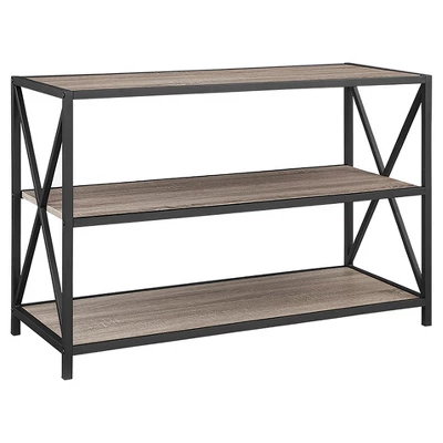 25.62" X Frame Metal And Wood Media Bookshelf - Saracina Home 7 25.62" X Frame Metal And Wood Media Bookshelf - Saracina Home - Image 7